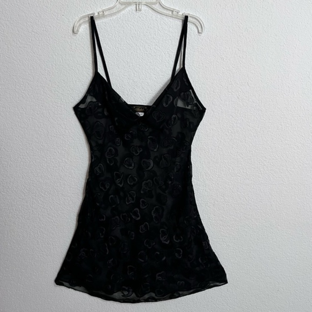 Isabel Intimates Black Brocade Sheer Chemise Nightie New Medium